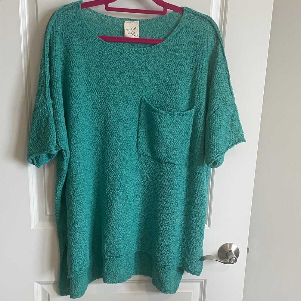 Artistic works by Lu women's green  lagenlook oversized tunic